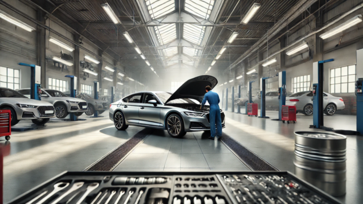 Auto in der Werkstatt Zahnriemenwechsel